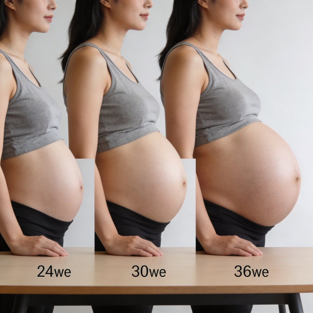 Calendrier des semaines de grossesse indiquant la période optimale entre 28 et 34 SA pour un shooting photo maternité