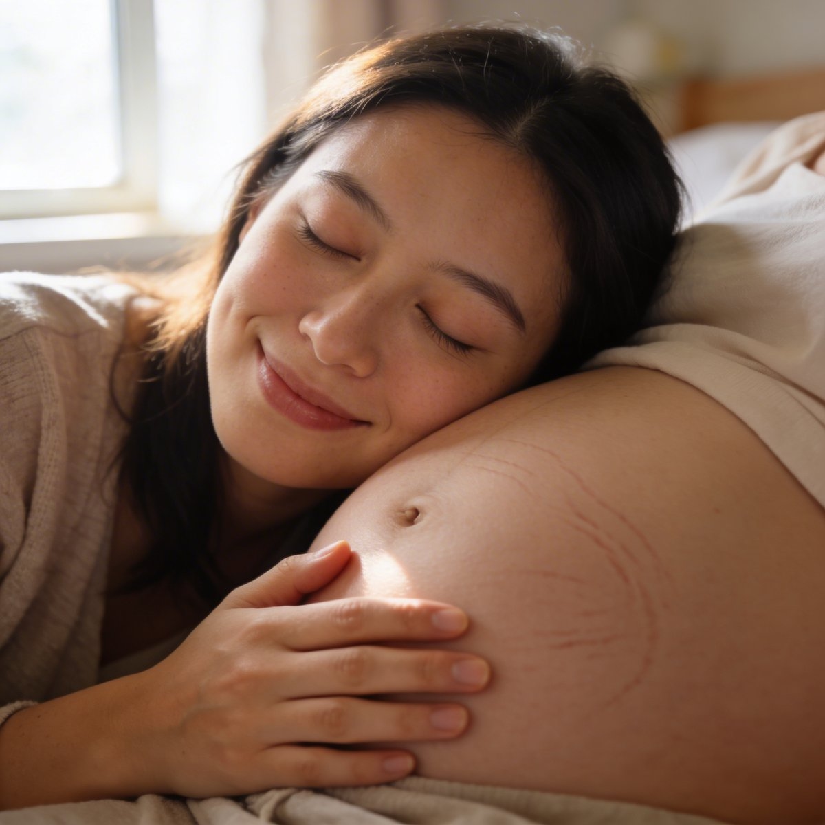 Future maman allongée, moment intime et authentique